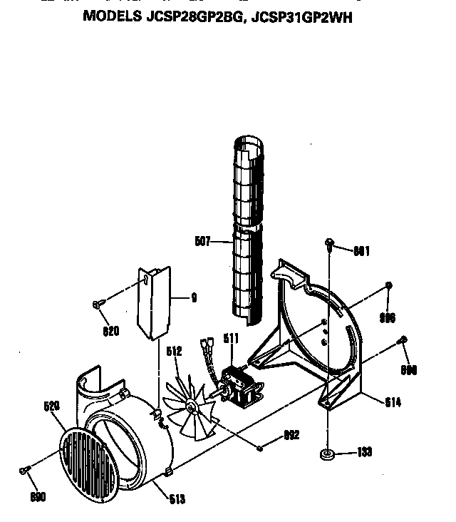 GE JCSP28GP2BG blower diagram