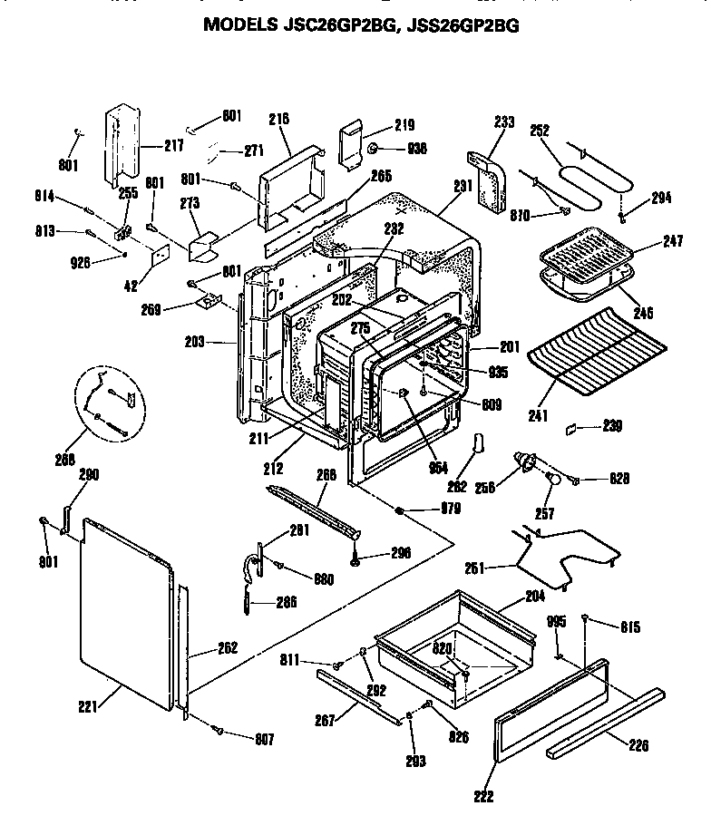 GE JSC26GP2BG oven diagram
