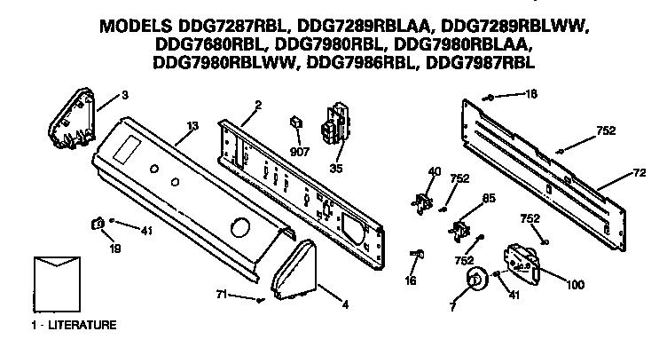 GE DDG7980RBL backsplash diagram