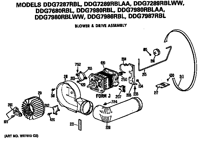 GE DDG7980RBL blower and drive diagram