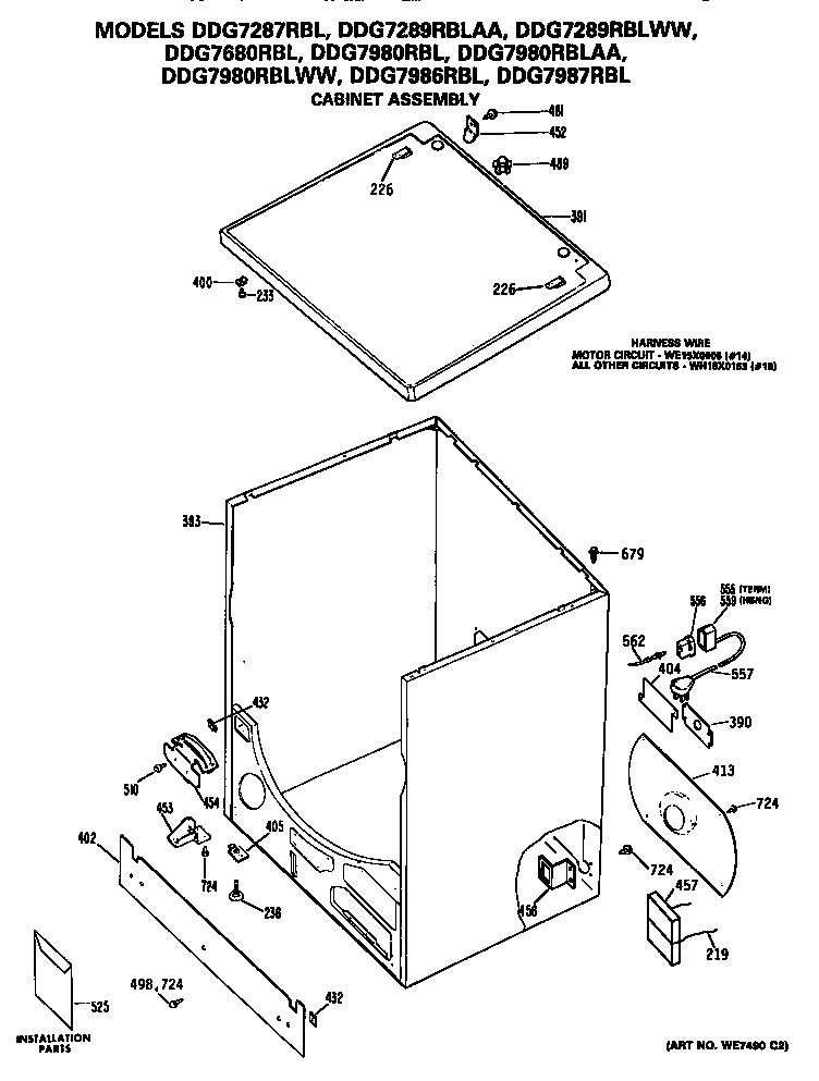 GE DDG7980RBL cabinet diagram