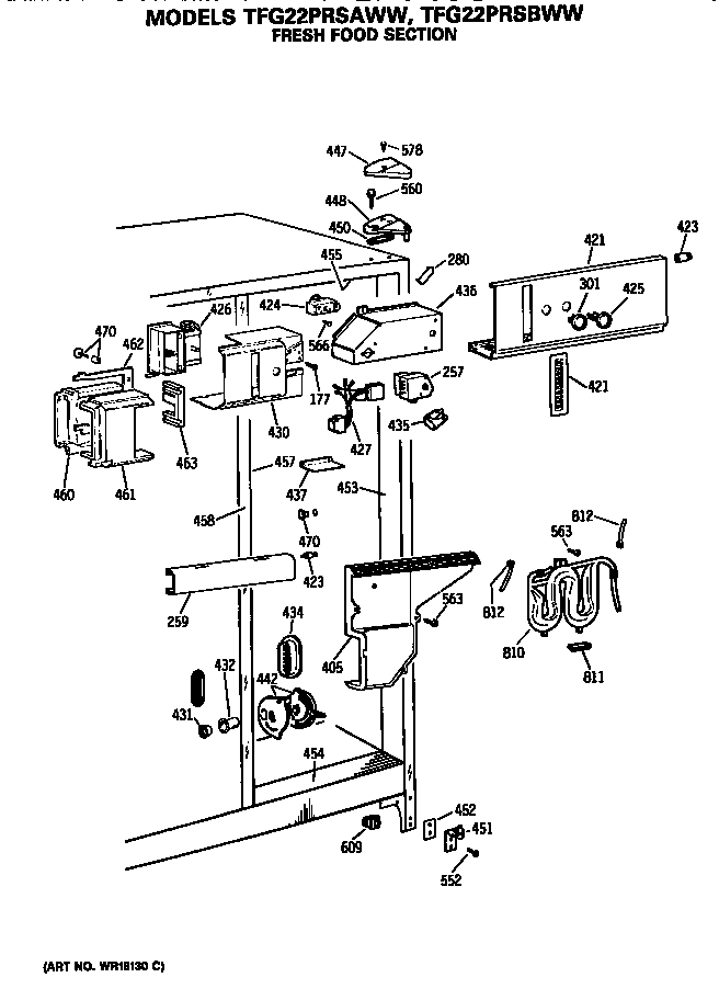 GE TFG22PRSAWW fresh food section diagram