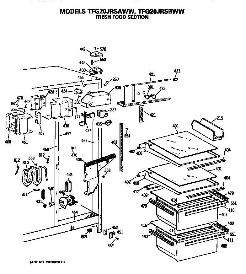 GE TFG20JRSAWW fresh food section diagram