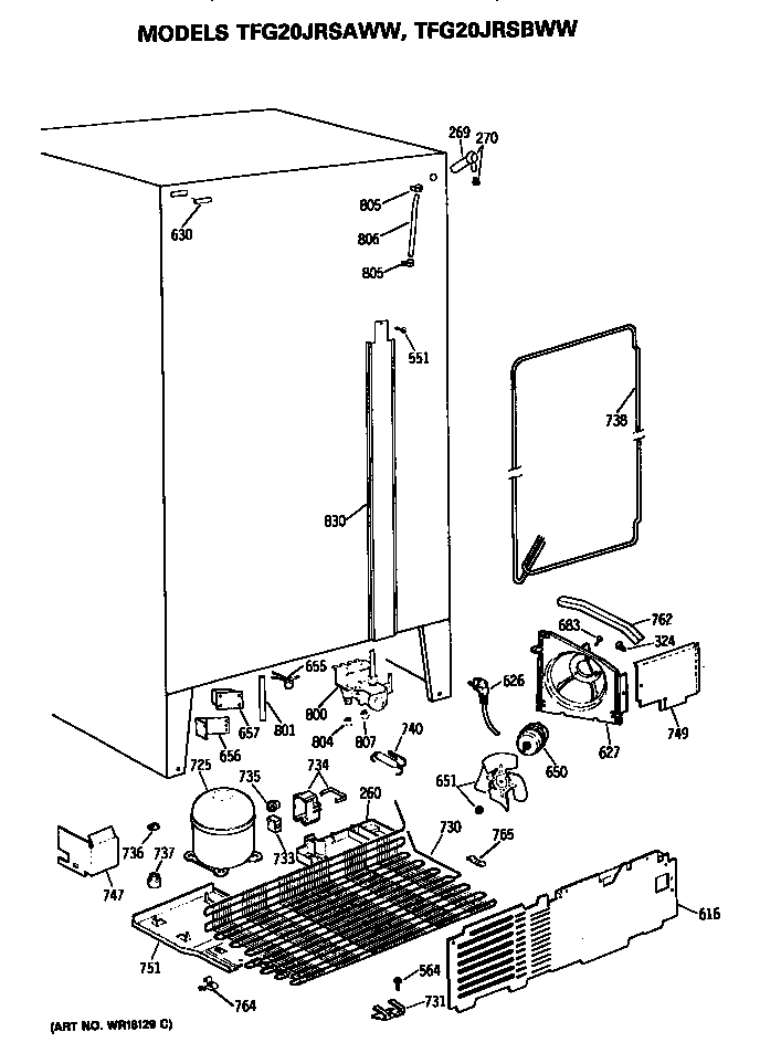 GE TFG20JRSAWW unit diagram