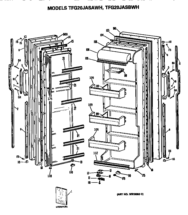 GE TFG20JASAWH doors diagram