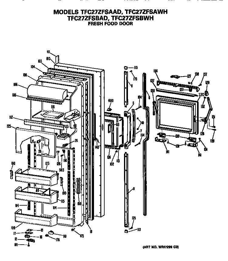 GE TFC27ZFSBAD fresh food door diagram