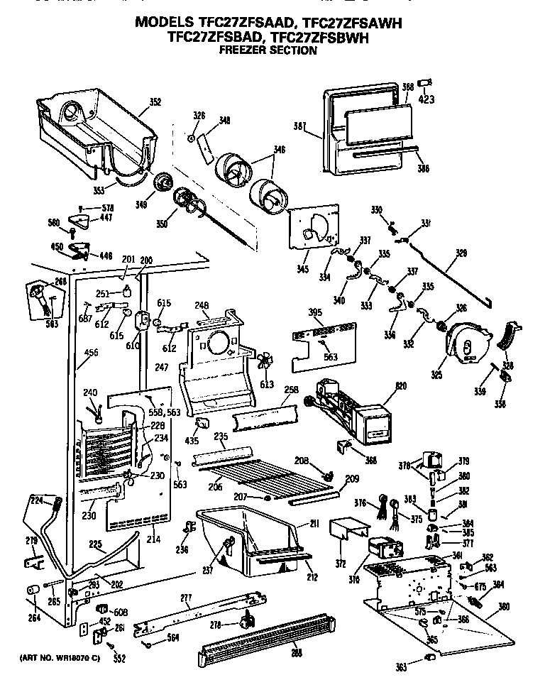 GE TFC27ZFSBAD freezer section diagram