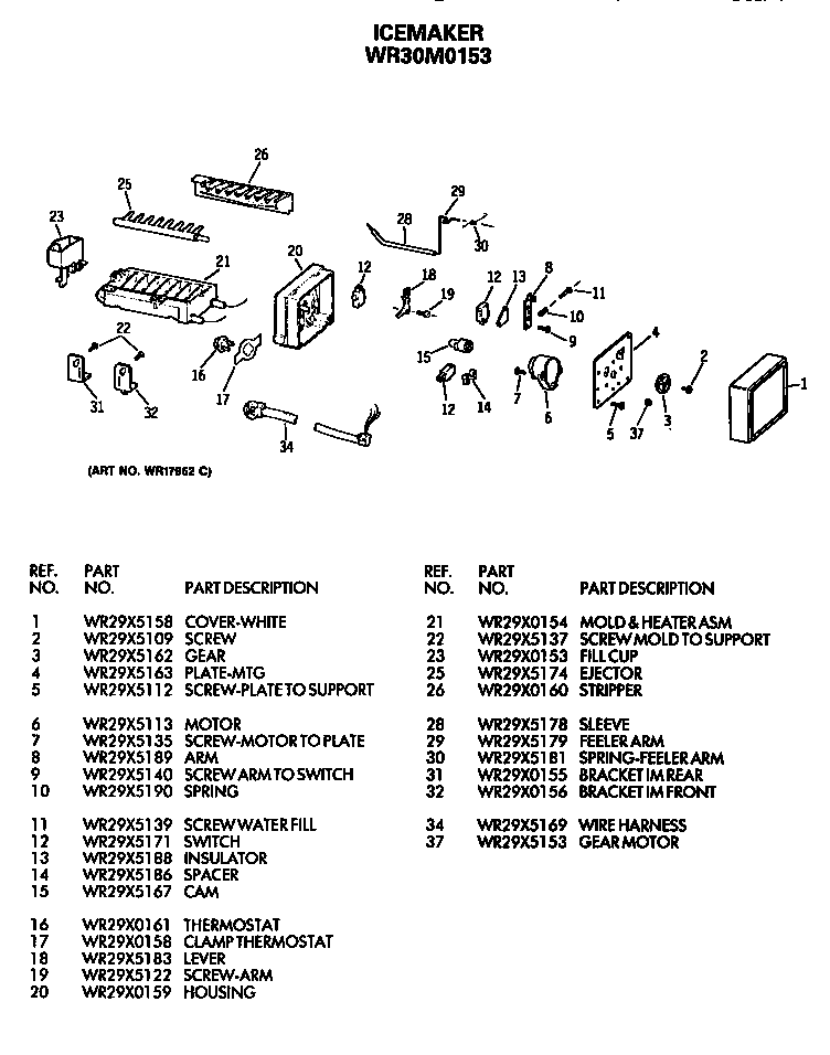 GE TFC27ZFSBAD icemaker diagram