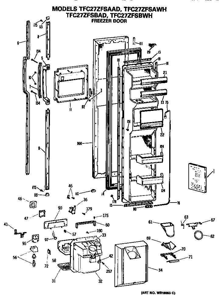 GE TFC27ZFSBAD freezer door diagram