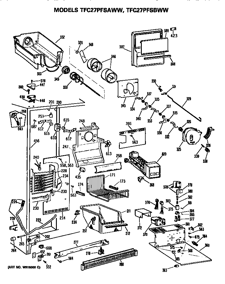 GE TFC27PFSBWW freezer section diagram