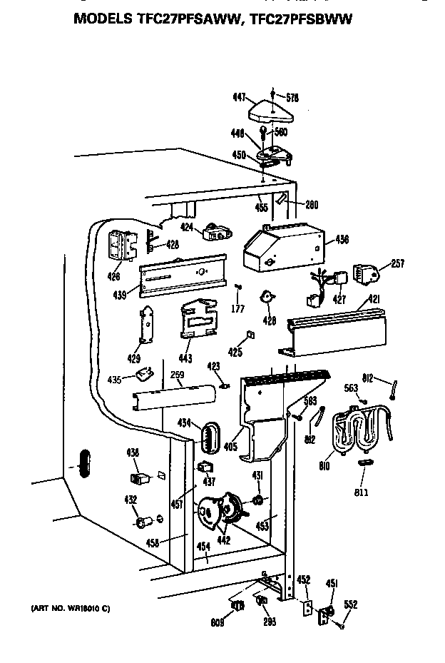 GE TFC27PFSBWW fresh food section diagram