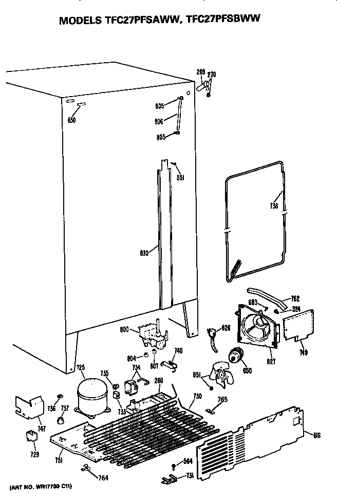 GE TFC27PFSBWW unit diagram
