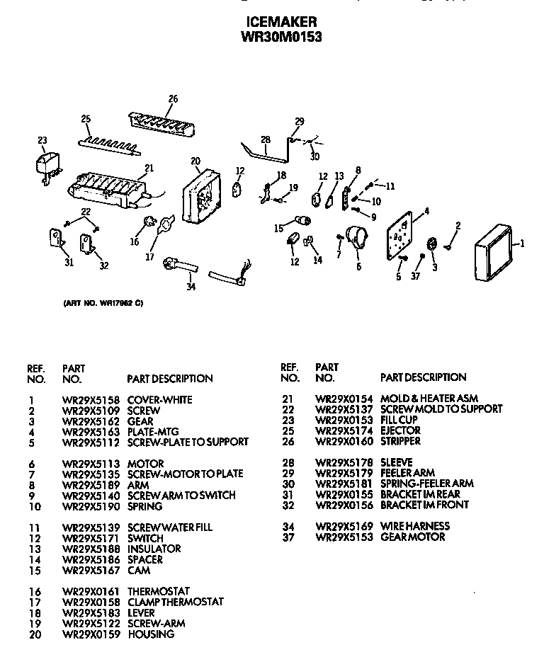GE TFC27PFSBWW icemaker diagram