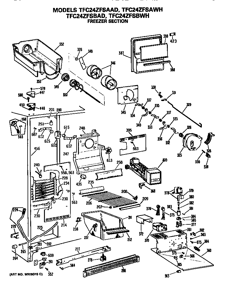 GE TFC24ZFSAAD freezer section diagram