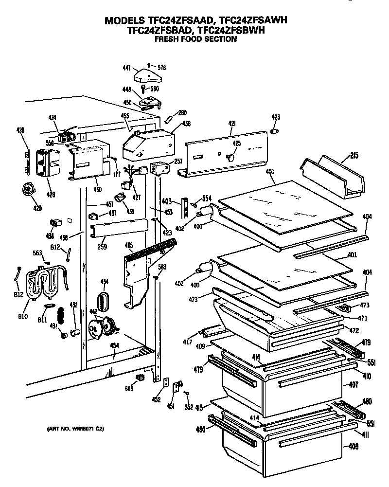 GE TFC24ZFSAAD fresh food section diagram