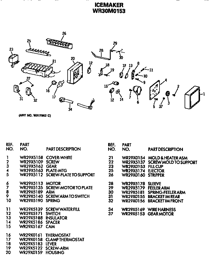 GE TFC24ZFSAAD icemaker diagram