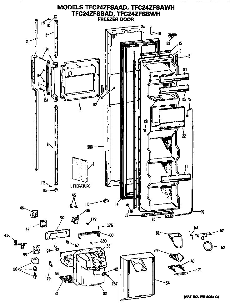 GE TFC24ZFSAAD freezer door diagram