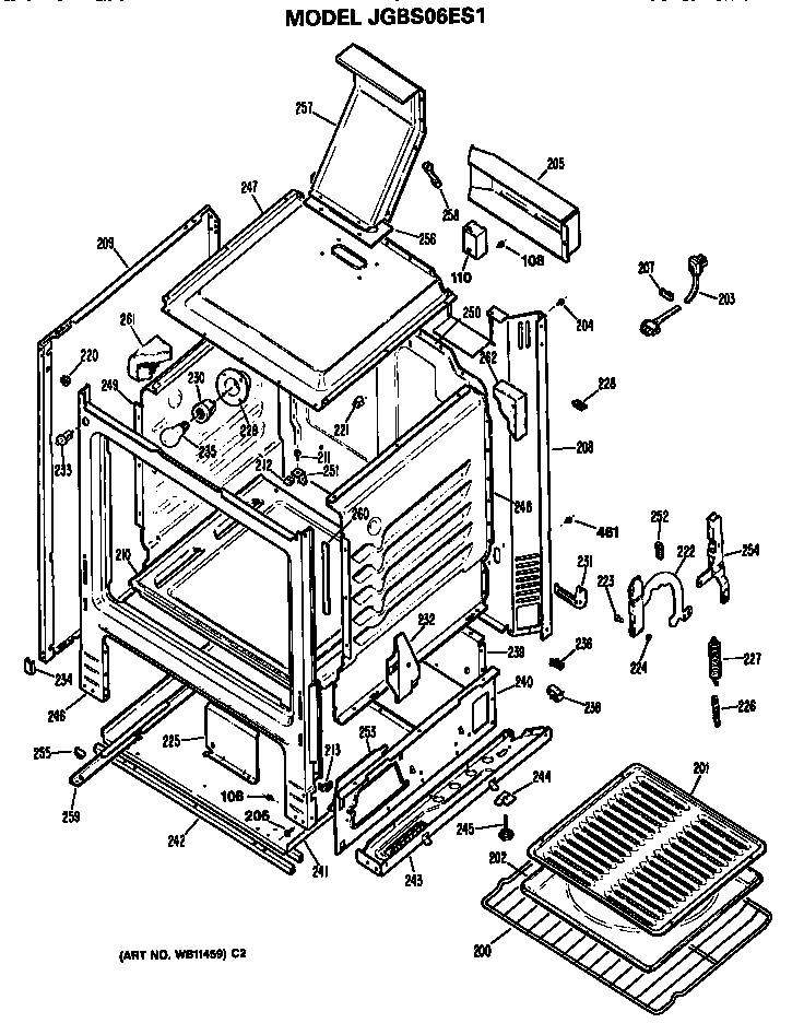 GE JGBS06ES1 oven cabinet diagram