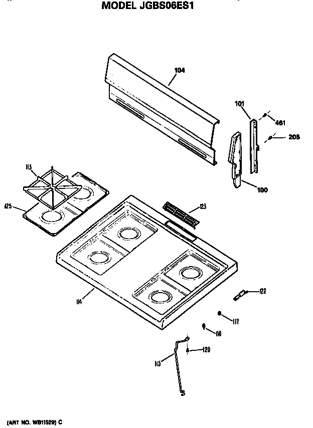 GE JGBS06ES1 cooktop diagram