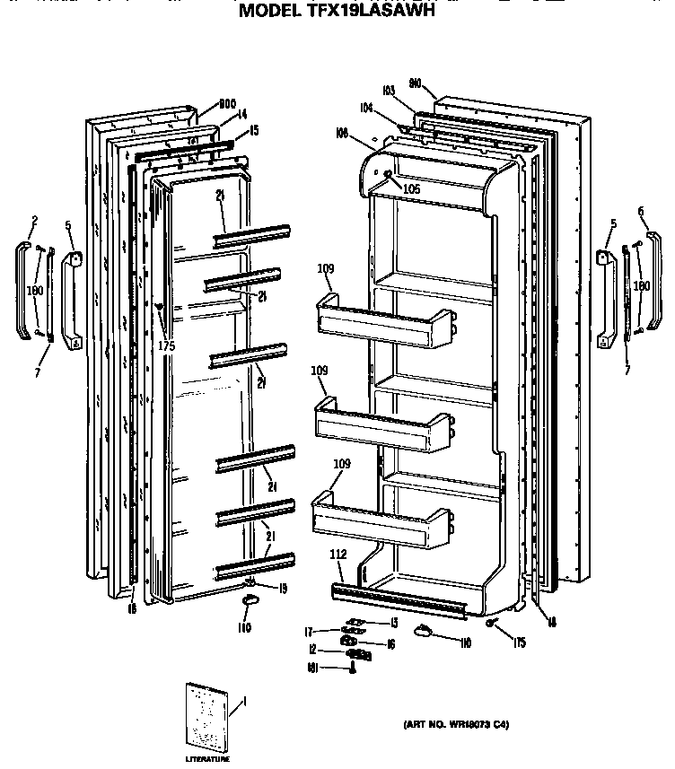 GE TFX19LASAWH doors diagram