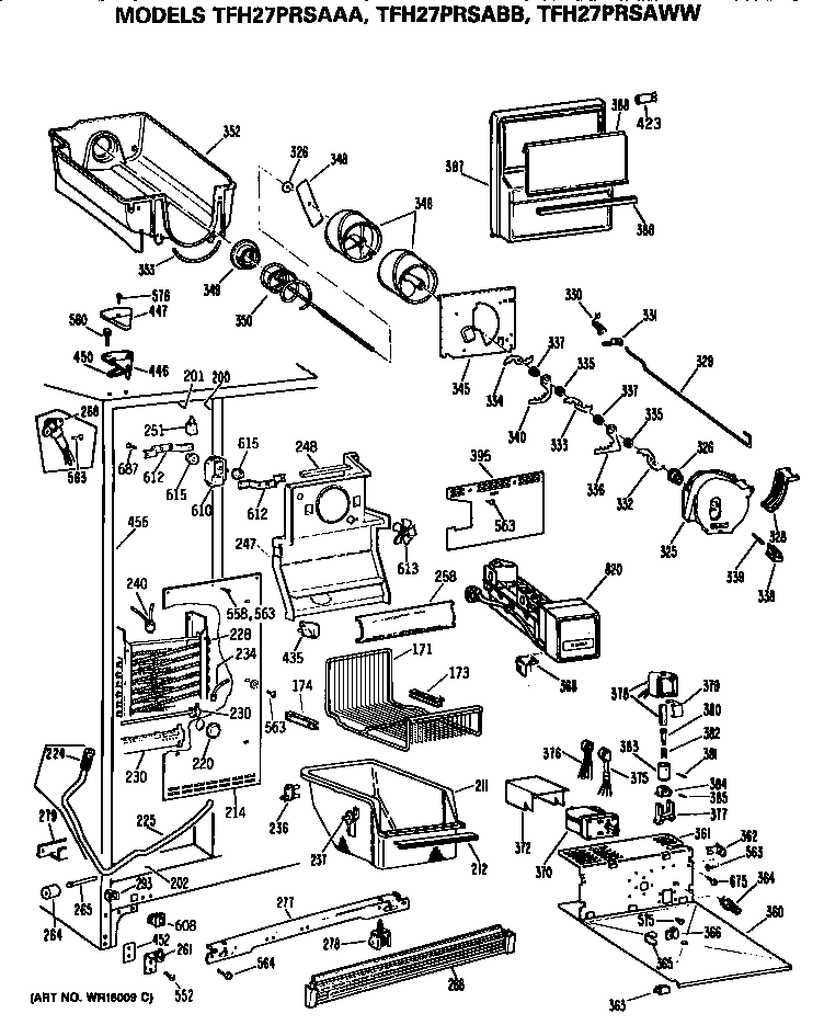 GE TFH27PRSAWW freezer shelves diagram