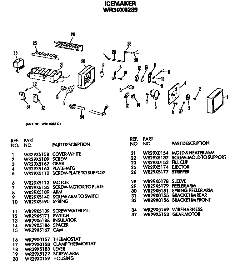 GE TFH27PRSAWW icemaker - wr30x0289 diagram