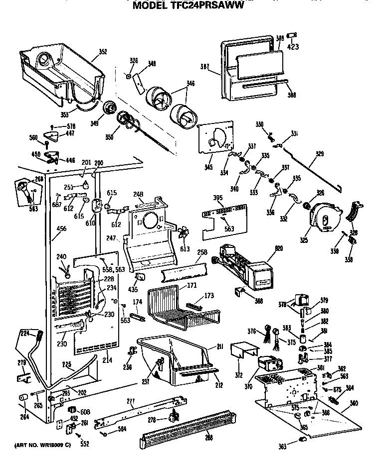 GE TFC24PRSAWW freezer section diagram