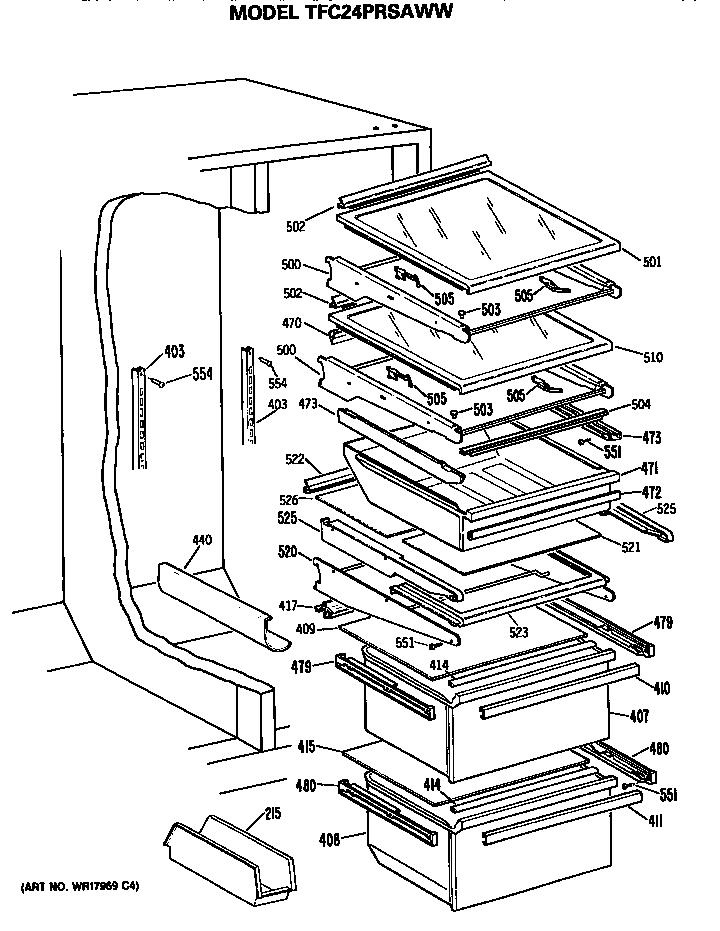GE TFC24PRSAWW shelfs diagram