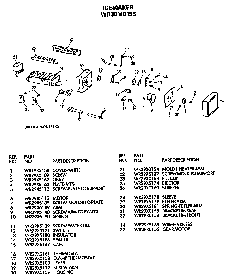 GE TFC24PRSAWW icemaker diagram