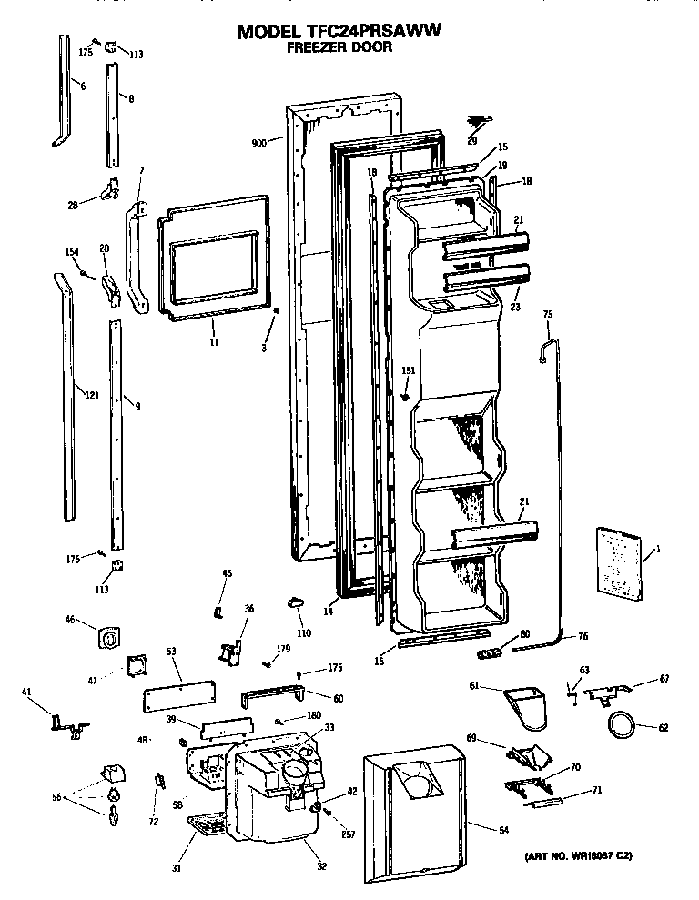 GE TFC24PRSAWW freezer door diagram