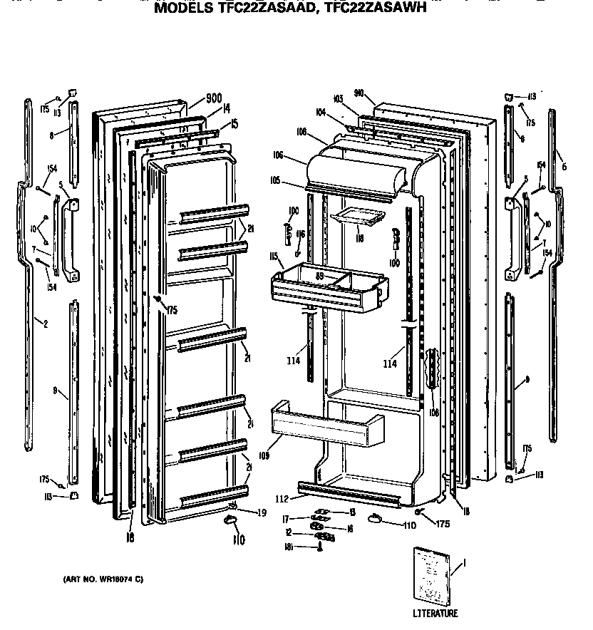 GE TFC22ZASAAD doors diagram