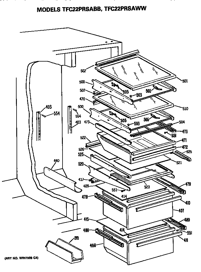 GE TFC22PRSABB shelfs diagram