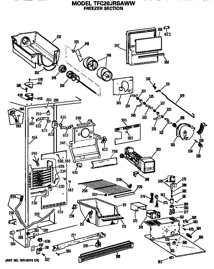 GE TFC20JRSAWW freezer section diagram