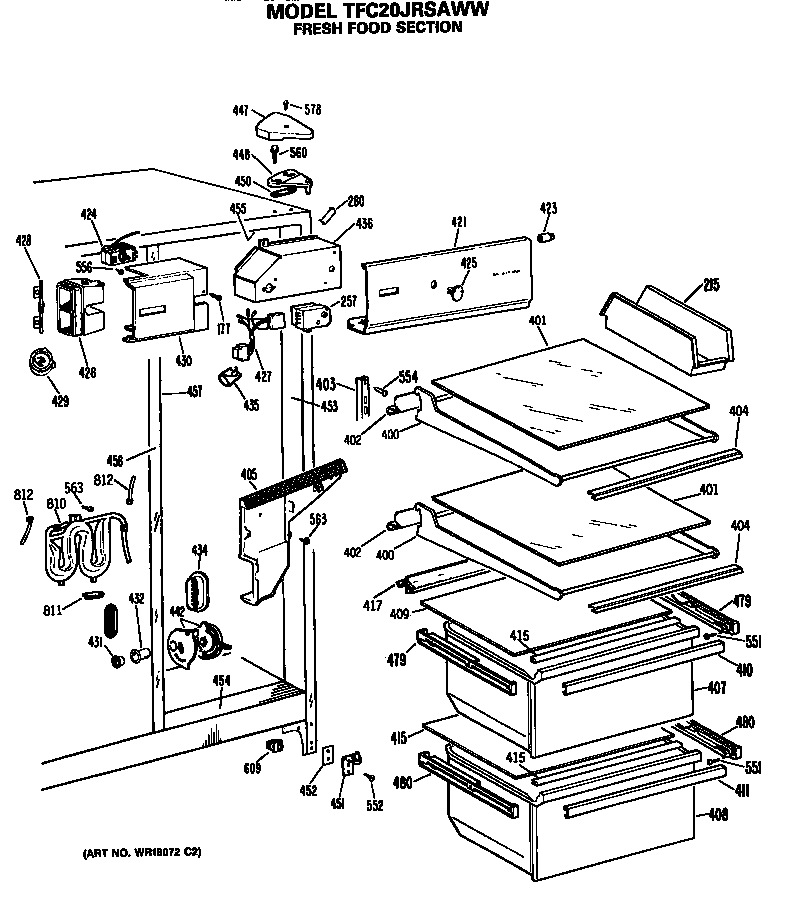 GE TFC20JRSAWW fresh food section diagram