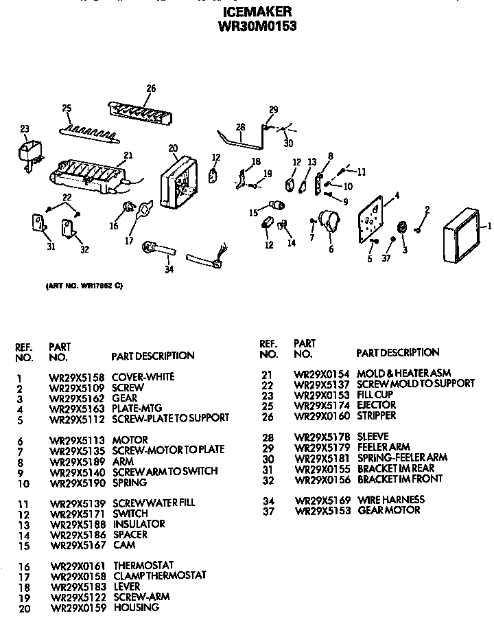 GE TFC20JRSAWW icemaker diagram