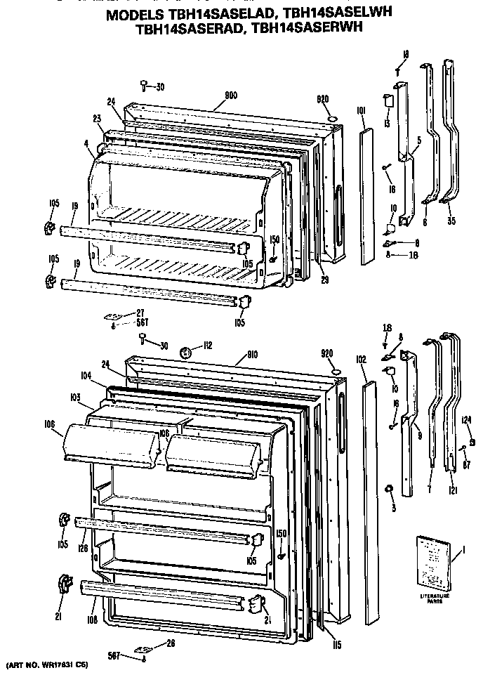 GE TBH14SASERWH doors diagram