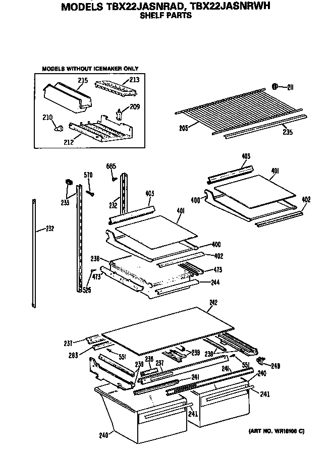 GE TBX22JASNRAD shelfs diagram