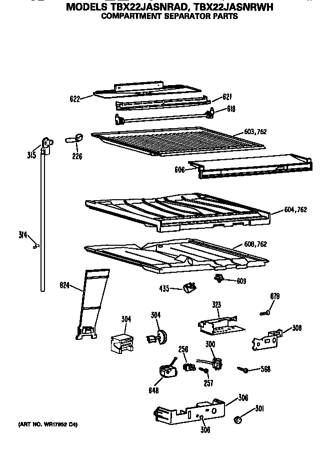 GE TBX22JASNRAD compartment separator diagram