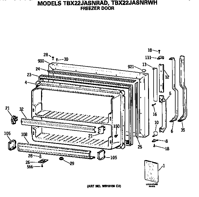GE TBX22JASNRAD freezer door diagram