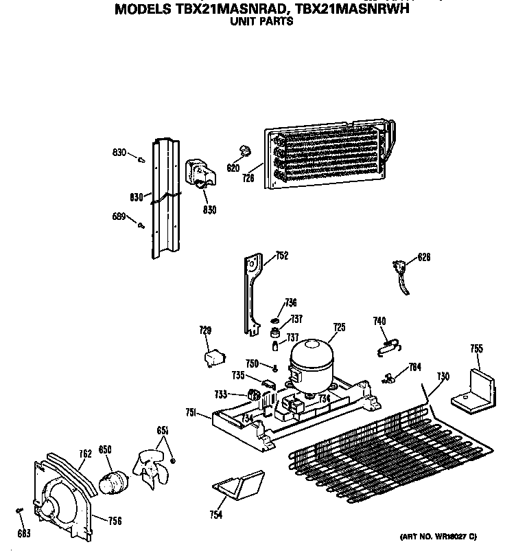 GE TBX21MASNRWH unit diagram
