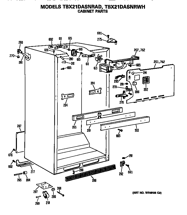 GE TBX21DASNRAD cabinet diagram
