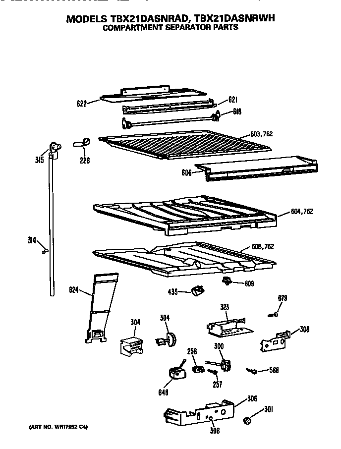 GE TBX21DASNRAD compartment separator diagram