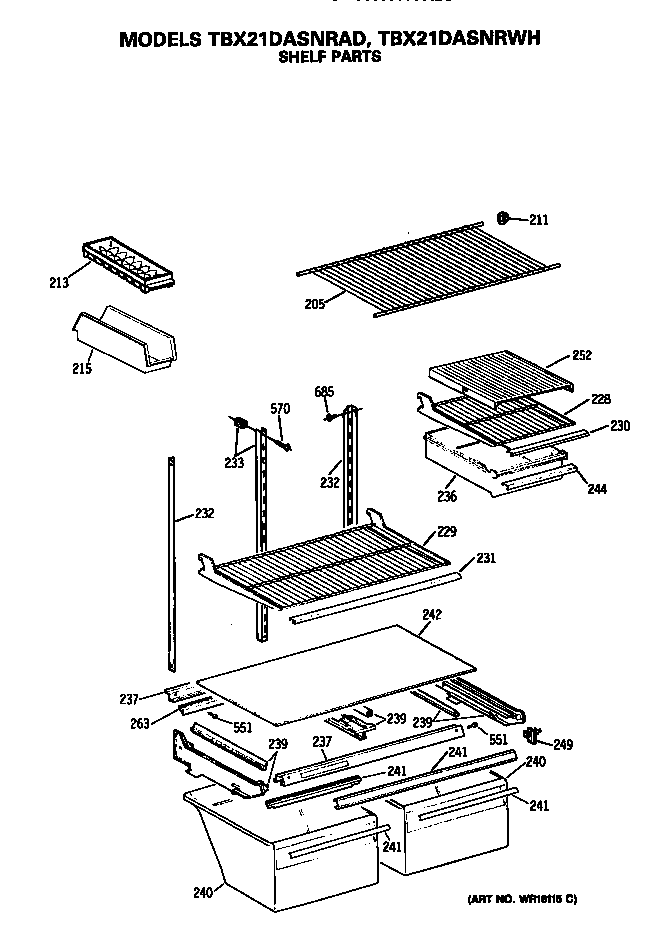 GE TBX21DASNRAD shelfs diagram