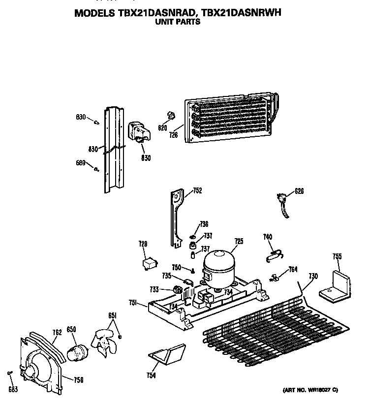 GE TBX21DASNRAD unit diagram