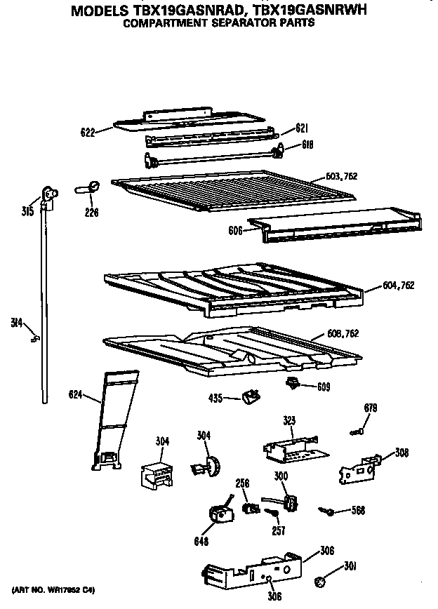 GE TBX19GASNRAD compartment separator diagram