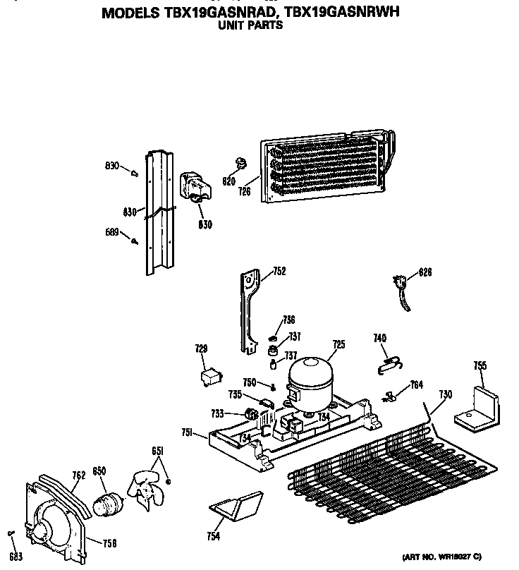GE TBX19GASNRAD unit diagram