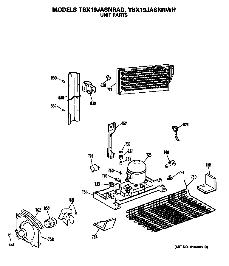 GE TBX19JASNRWH unit diagram