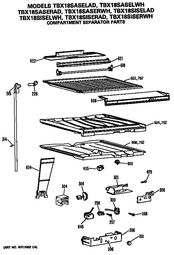 GE TBX18SASELWH compartment separator diagram