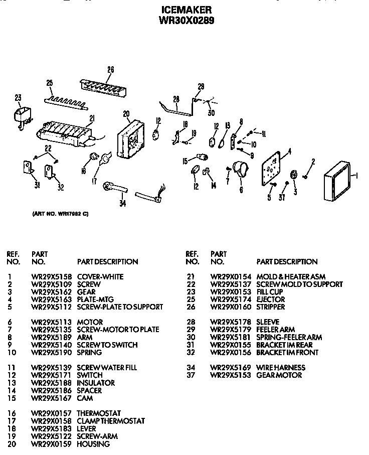 GE TBX18SASELWH icemaker diagram