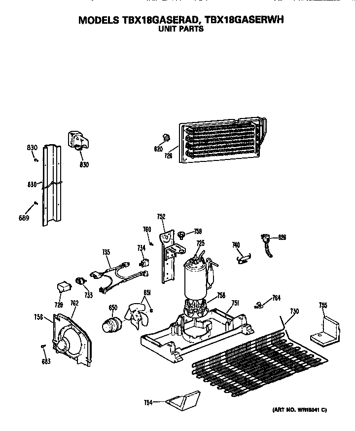 GE TBX18GASERWH unit diagram